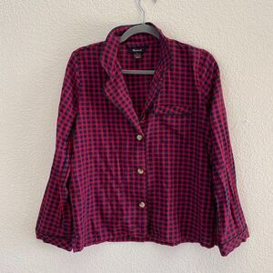 Madewell Red Buffalo Check Pajama Shirt Top Size Small Gingham K2273